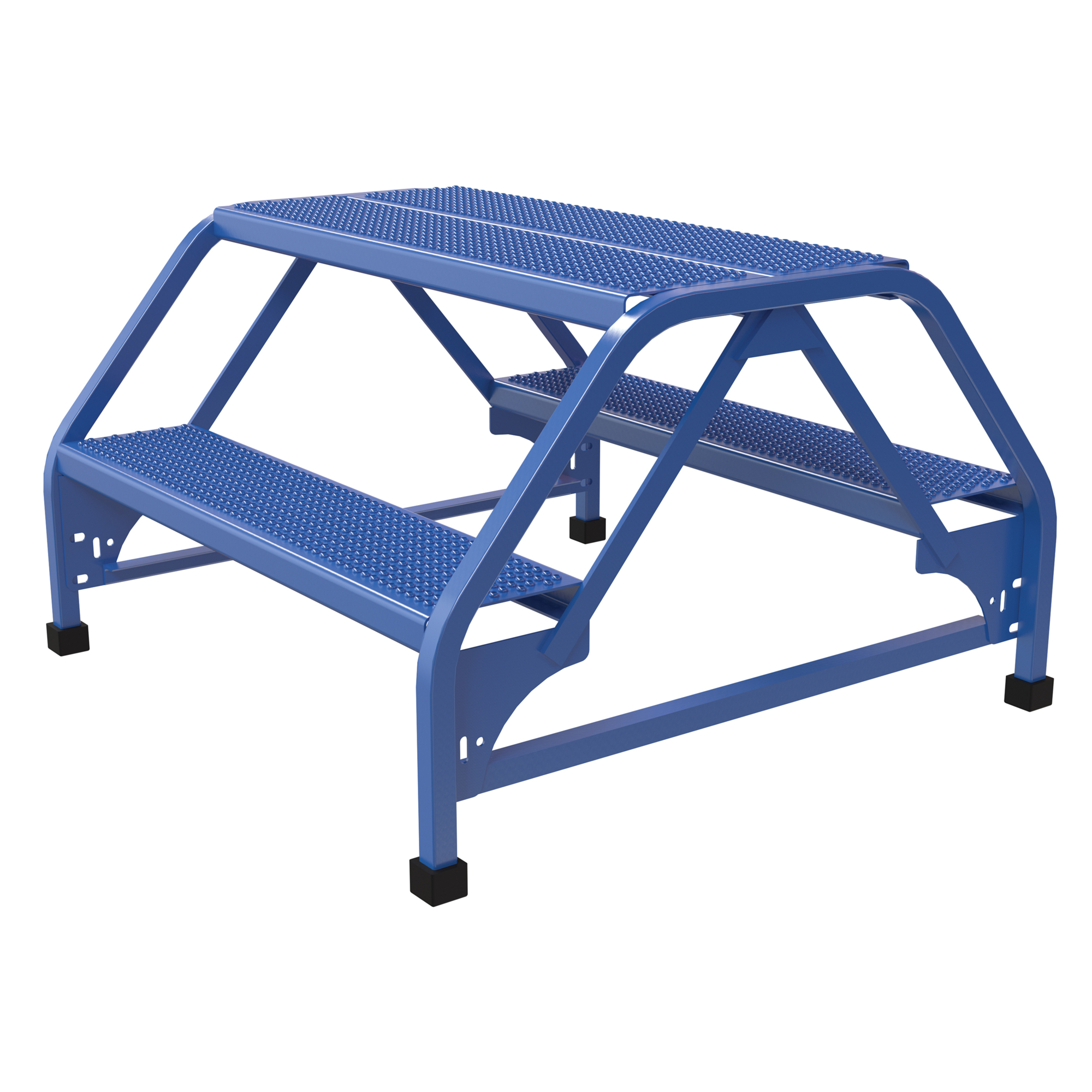 Vestil Double-Sided Step Ladder - 2 Steps, 20in. Overall Height, Perforated Steel, Blue, Model# LAD-DD-32-2-P